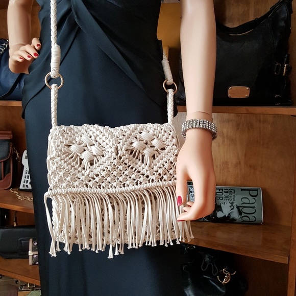 Mossimo Supply Co. Handbags - MOSSIMO Boho Macrame Crossbody Bag with Fringe